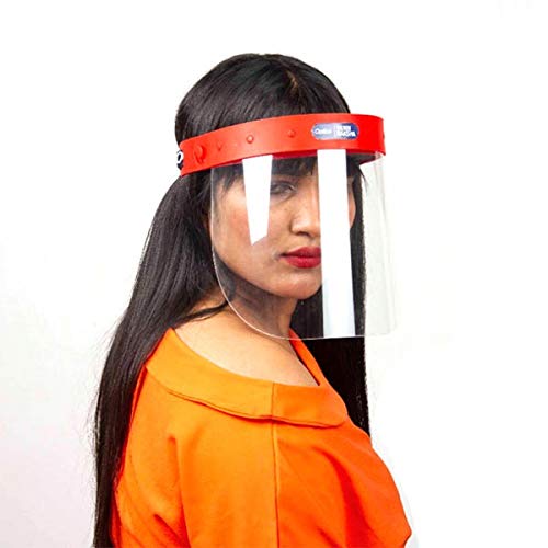 Optica Multipurpose Reusable Flip-Up Full Safety Face Shields, Transparent Face Mask, Protective Splash Face Mask, Clear Visor Windproof Dustproof with Elastic Band (Yellow) (Multi) (10)