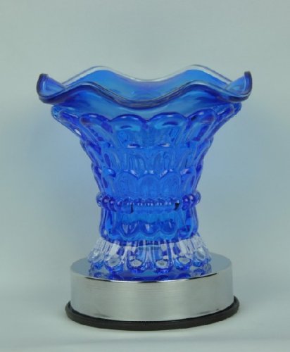 Blue Flared Glass Lite-Touch Electric Aroma Lamp Oil and Wax Tart Warmer