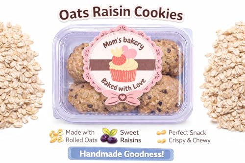 Image of MOM'S BAKERY Crunchy Oatmeal Cookies - Soft, Chewy & Freshly Baked Snack Treats- Ideal for Gifting | Eggless, No Palm Oil, No Preservatives | Healthy & High Fiber for Cravings for Tea Time-200 gm