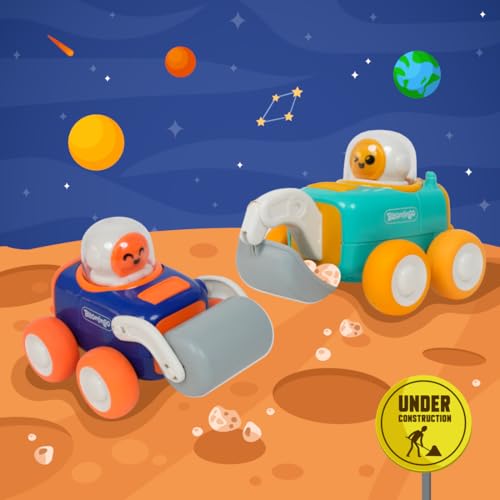 Image of Bloomingo Astro Diggers Cosmosis | 2 Space Construction Vehicles | Press & Go Action, Moving Toys | Ages 3+ | Space Themed Toys | Collect All 4 Space Rovers