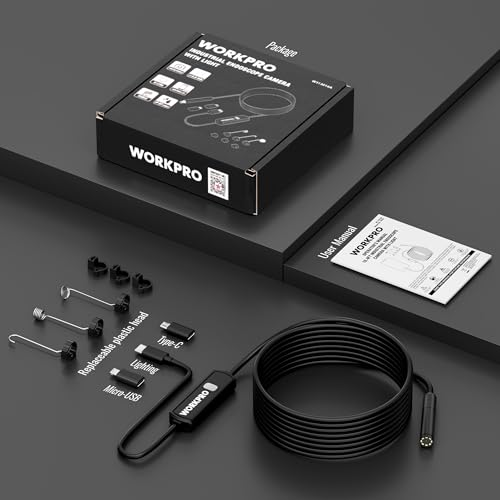 WORKPRO 1920P HD Endoscope Camera with Light, 16.4FT Semi-Rigid Borescope by WORKPRO - Used condition - Image 9