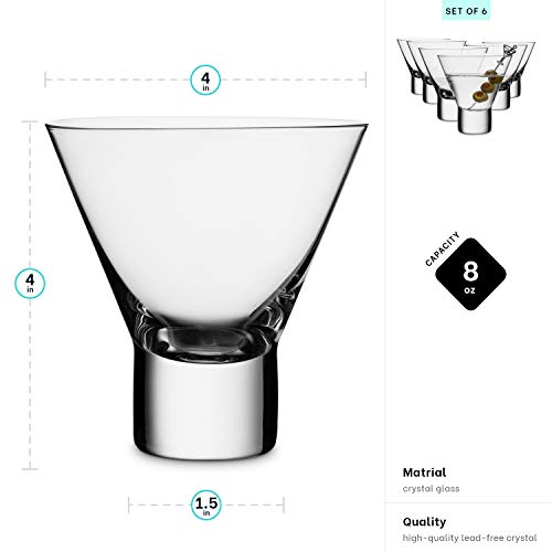 MITBAK 8 - Ounce Martini Glasses (Set of 6) | Elegant cocktail Cups | Great for Martini, Cocktail, Whiskey, Liquor, Margarita, & Other Alcoholic Beverages | Bar Glasses Made In Slovakia - Thumbnail 4