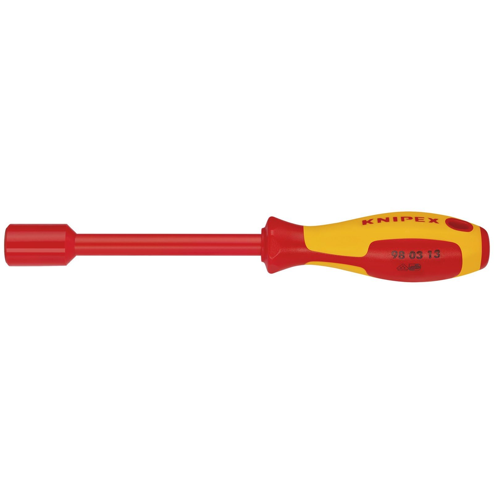KNIPEX 98 03 13 VDE Insulated Nut Driver, 13.0 x 125mm, Red and Yellow