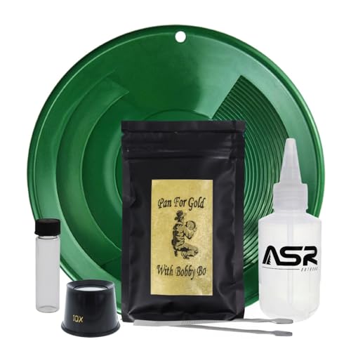 ASR Outdoor Gold Panning Kit with Paydirt Beginner Prospecting Equipment 6pc, Green