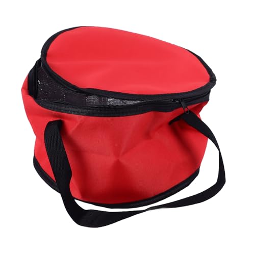 Portatorte Rotondo Coibentato per Torte, Crostate, Cibi Placcati, Sformati, Borsa Termica Riutilizzabile e Borsa Termica per Picnic, 27,95x17,8 Cm (Rosso)