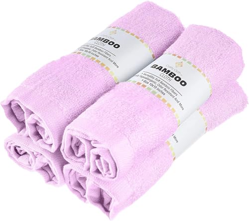 Crafty Cloth Rayon Bamboo Ultra-Soft Washcloths Luxurious, Gentle, and Fast-Drying Towels | 4-Pack 12x12 Machine Washable |Purple