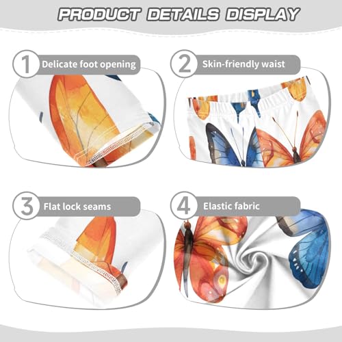 Bolaz Toddler Girls Leggings Printed Yoga Pants Leggings Watercolor Orange Blue Butterflies for Kids3