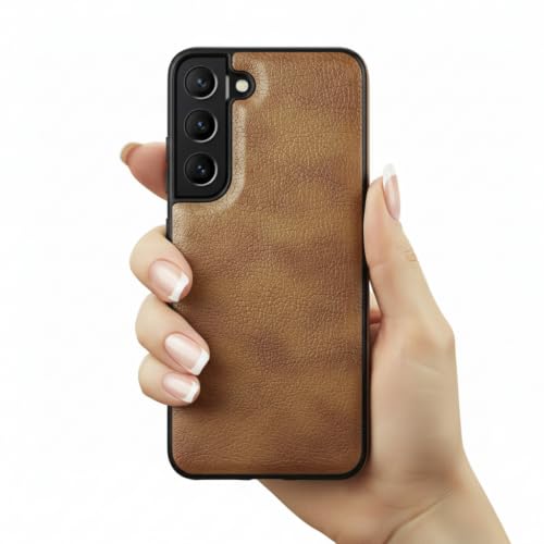 Image of Leather Case for Samsung Galaxy S24 Premium Protective Stylish Slim Cover with Shockproof Raised Edges Brown