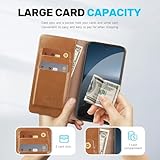 SUANDUCK for Samsung Galaxy A13 5G mobile phone case magnetic leather flip case with RFID-blocking card compartment, adjustable stand and 360° drop protection with Samsung A13 Light Brown - Image 4