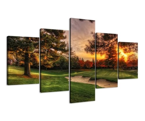 Golf Wall Art for Living Room Bedroom Home Decorations Golf Course and Tree Picture & Poster Prints Modern Canvas Artwork Framed Ready to Hang(60''W x 32''H)