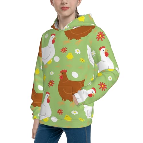 Happy Chicken Family Kid Hoodies Boys Sweatshirts Girls Pullover with Pocket2
