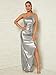 Floerns Women's One Shoulder Sleeveless Ruched Slit Hem Metallic Bodycon Long Dress Silver M