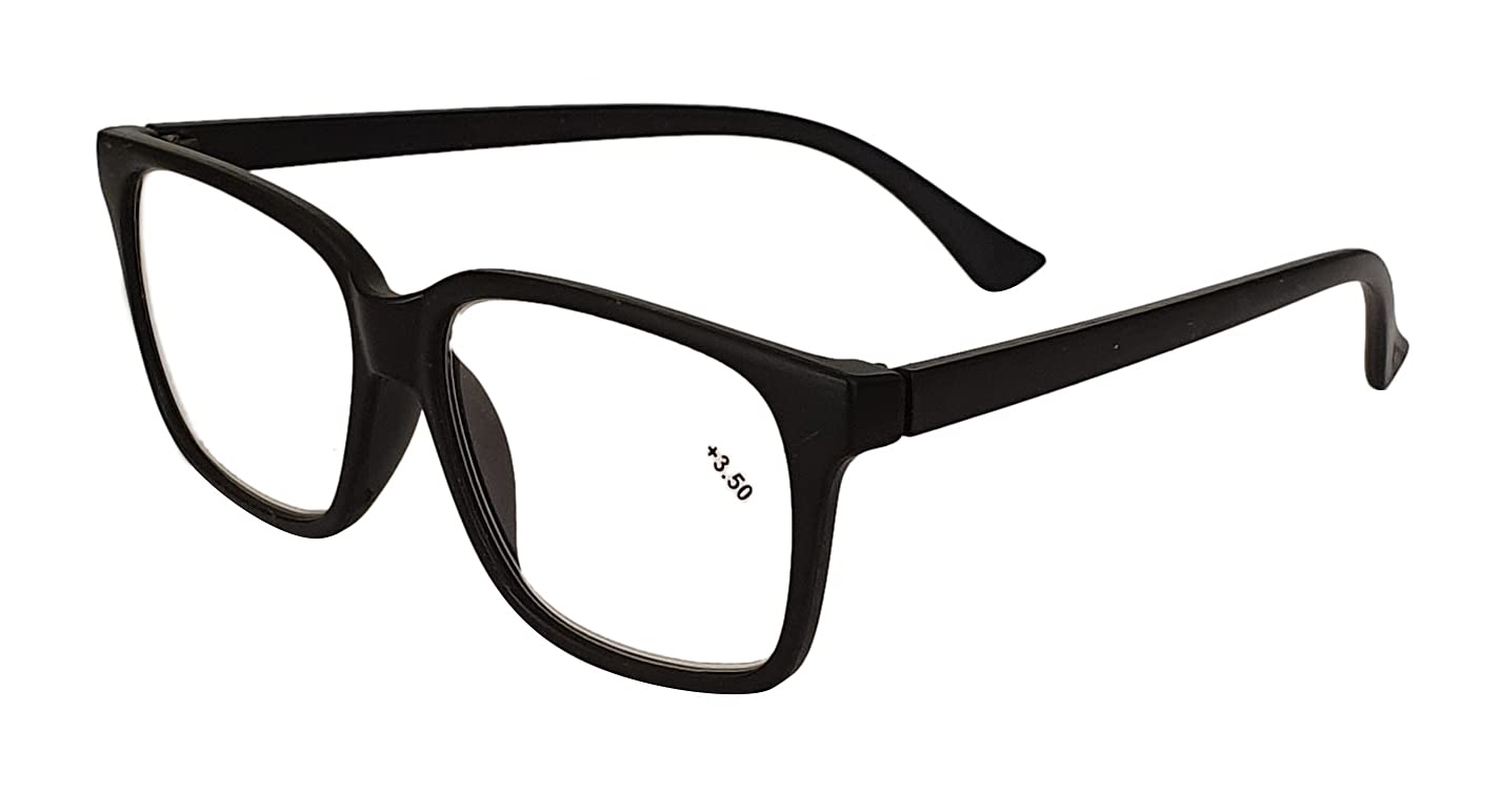 Fads & Fashions Unisex Matt Black Geek/Nerd Oversized Stylish Retro Sturdy Reading Glasses With Metal Hinges Model Tn44 (, 2.75)