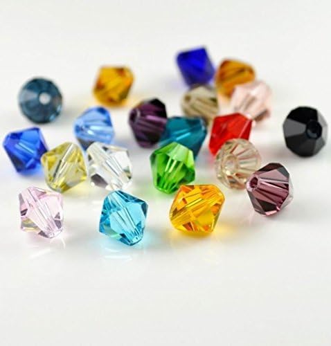 HYBEADS 100pcs 4mm Mixed Colour Crystal Bicone Beads