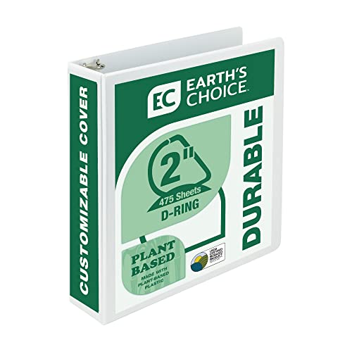 Image of Samsill Plant-Based 2 Inch Durable D-Ring, View Binder, Eco-Friendly, USDA Certified Biobased, White, Pack of 1
