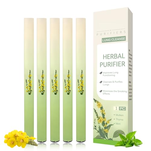 Lungenreinigung - Herbal Purifier 5PCS - Herbal Diffuser Pen mit mit Mullein Menthol & Thymian - Kräuter Inhalierstift für Frisches Atemgefühl - Lungenrein Mullein Inhalator Pen für Alltag & Reise