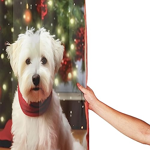 Rideau de douche imperméable rideau de bain polyester imprimé chien de Noël écran intimité maison - 5