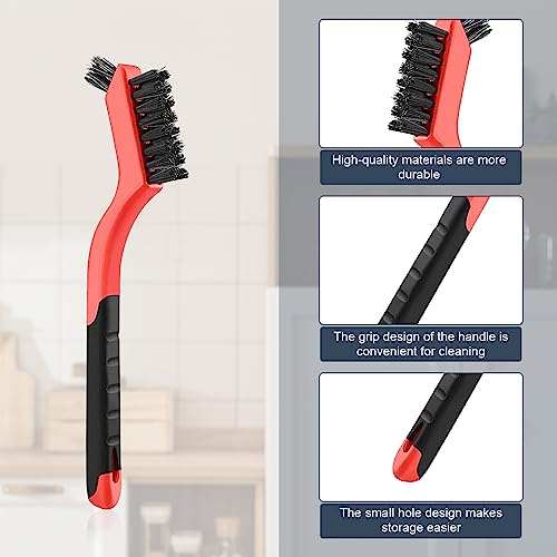 Image of 9Pcs Wire Brush Set - Stainless Steel /Brass /Nylon Bristles for Rust, Welding Slag, Paint & Dirt Removal -Automotive, Metal & DIY Cleaning Tools