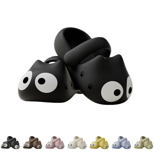 Big Eye Cat Slippers - Cute Cartoon Garden Summer Sandals,Anti-Slip Thick EVA Sole, Slip-On Pool Shoes for Indoor/Outdoor, Women