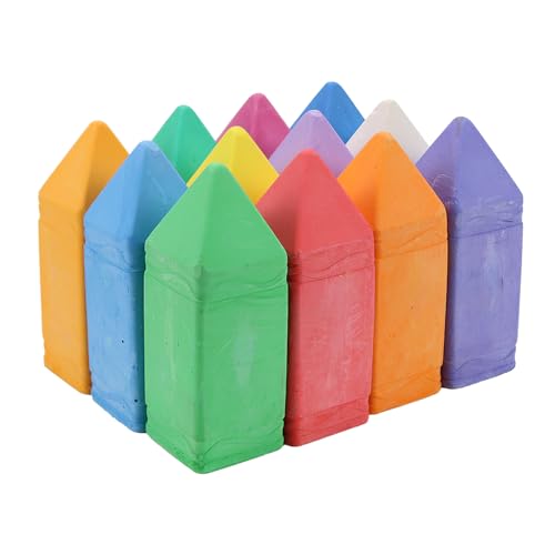 FELIZROCA 12 Pieces Street Painting Chalks in 12 Colours, Non-Toxic Street Chalks for Kids, Jumbo Chalk for Family & School