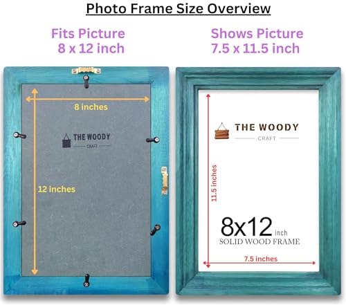 Image of Photo Frame 8x12 inch | Wooden Photo Frame | mini Photo Frame | Blue Wooden Frame for Wall | Stylish Home & Office Decor (8x12 inch, Blue)