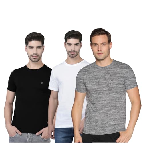 Image of Dollar Super Combed Cotton Mens Pack of 3 Solid T-Shirt