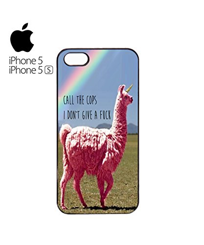 Llama Lama Unicorn Rainbow Call The Cops Mobile Phone Case Back Cover Custodia Bianco Nero for iPhone 4 4s 5 5S 5 C 6