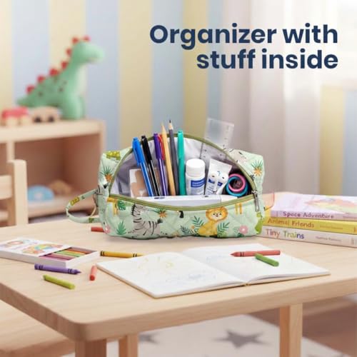 Image of Mini Travel Organizer | Multipurpose All-in-One Compact Durable, Lightweight, Waterproof, Bag | Travel Friendly Pouch | Ideal for Stationary, Diaper, Medicines (Jungle Safari Print)