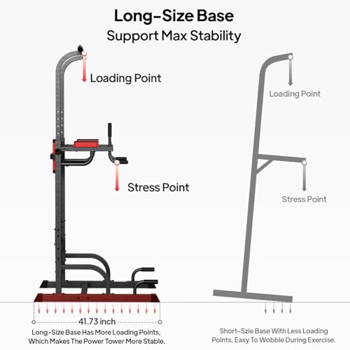 image for Pooboo Power Tower Dip Station Pull Up Bar for Fitness Home Gym Workou