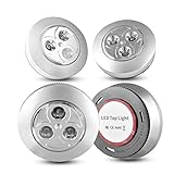 【Petite et Pratique】4 Pcs lampes à piles de diamètre : 76mm et de hauteur : 29mm sont alimentées par 3 piles AAA par spot(Non Incluses), elles prennent peu de place, mais sert d’un bon assistant