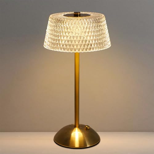 Starhot Rechargeable Table Lamp Cordless Touch Lamp 20 LEDs 3 Colour temperatures Touch dimming and USB-C Charging Acrylic Shade for Bedside Dining or Restaurant Tables