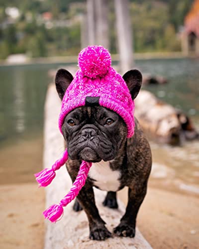 Treonca Dog Hat for Small Medium Dogs Pets Winter Warm Knitted Hat with Ear Holes Pink - Image 5
