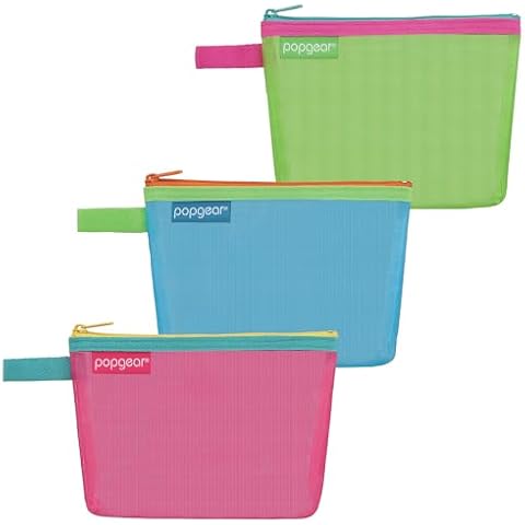 popgear Cosmetic Bag for Purse, Nylon Mesh Pouch, See Through Organizer Pouch, Small Travel Kit Organize for Cosmetics, Toiletries, Travel Accessories, Daily Essentials, 3 Colors, 3 Packs Cover