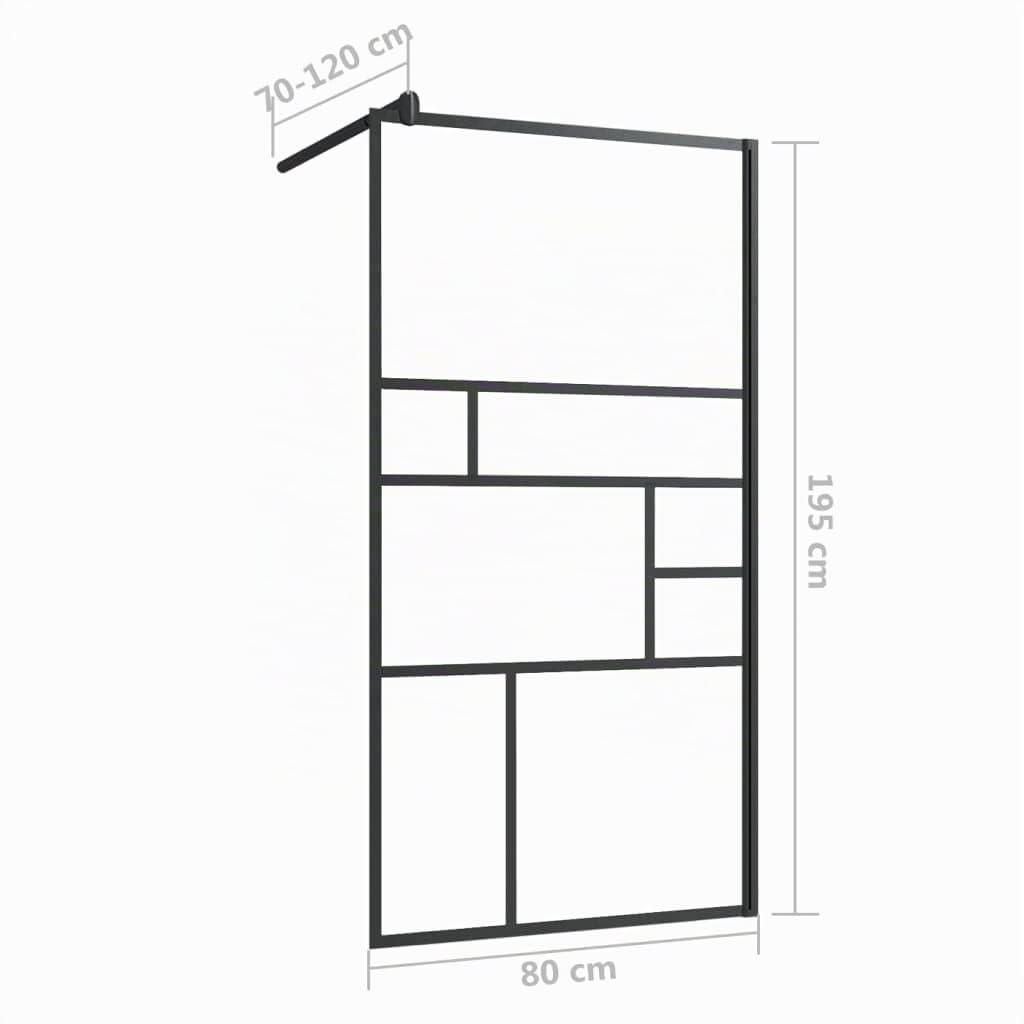 vidaXL Mampara de ducha accesible vidrio ESG claro negro 80x195 cm