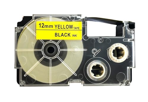 Image of LIVYU LIFE 12mm Label Printer Tape Compatible Label Tape Replacement for Casio KL-120, KL-60, KL-820, KL-7400, KL-G2, KL-HD1 Ez Label Maker, (Black Ink on Yellow Tape -12 mm x 8m-1 Pcs), 1 Label