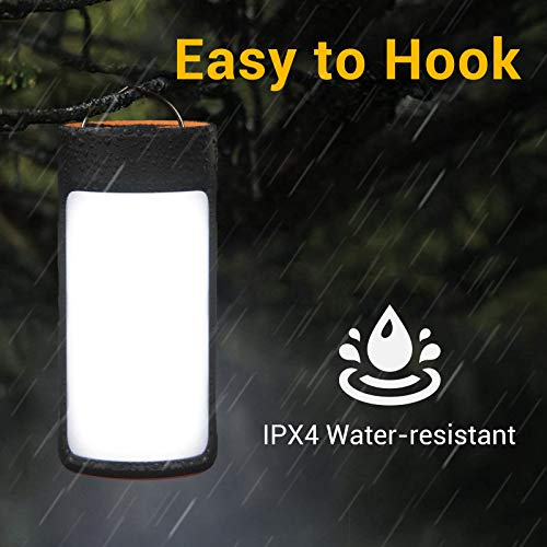 LED Camping Lantern, CT CAPETRONIX Rechargeable Camping Lights with 400LM 5 Light Modes Water-Resistant, Battery Powered LED Lantern for Power Outage Emergency Hurricane Home (2 Pack, Black & Orange) - Thumbnail 5