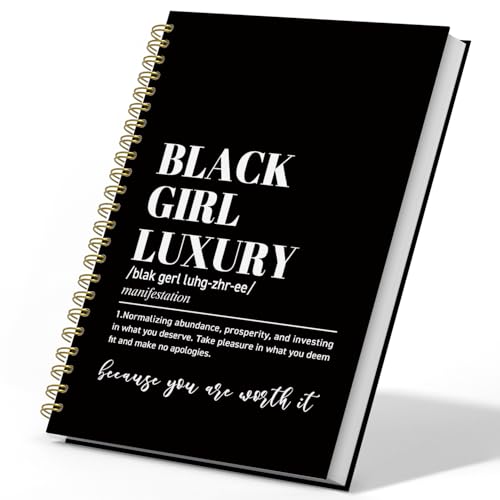 DSHFG Black Girl Journal Notebook for Women Teen Girls, Notebooks for Work, Black Girl Luxury Spiral Notebook African American Gifts for Women Jornaling Notebooks School Office Supplies, 5.5x8.3