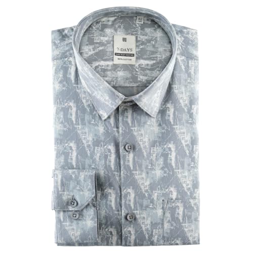 Image of 7-DAYS Men's Premium Printed Shirt - 100% Cotton, Regular Fit, Full Sleeve, with Pocket - Versatile for Formal Occasions and Casual Wear