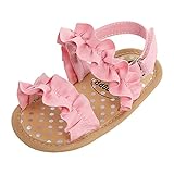 CoKate Baby Girls Sandals Ruffle Bowknot Premium Soft Sole Anti-Slip Open Toe Breathable Summer Outdoor First Walker Shoes Baby Sandals 0-3 months girls (A# Pink, 6-12 Months Infant, 6_months)