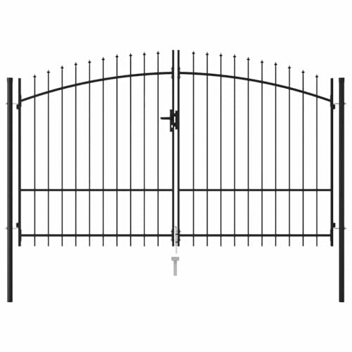 Miniatura 6 de Vidaxl Cancela De Valla Doble Puerta Con Puntas Acero Negro 3x1,75 M