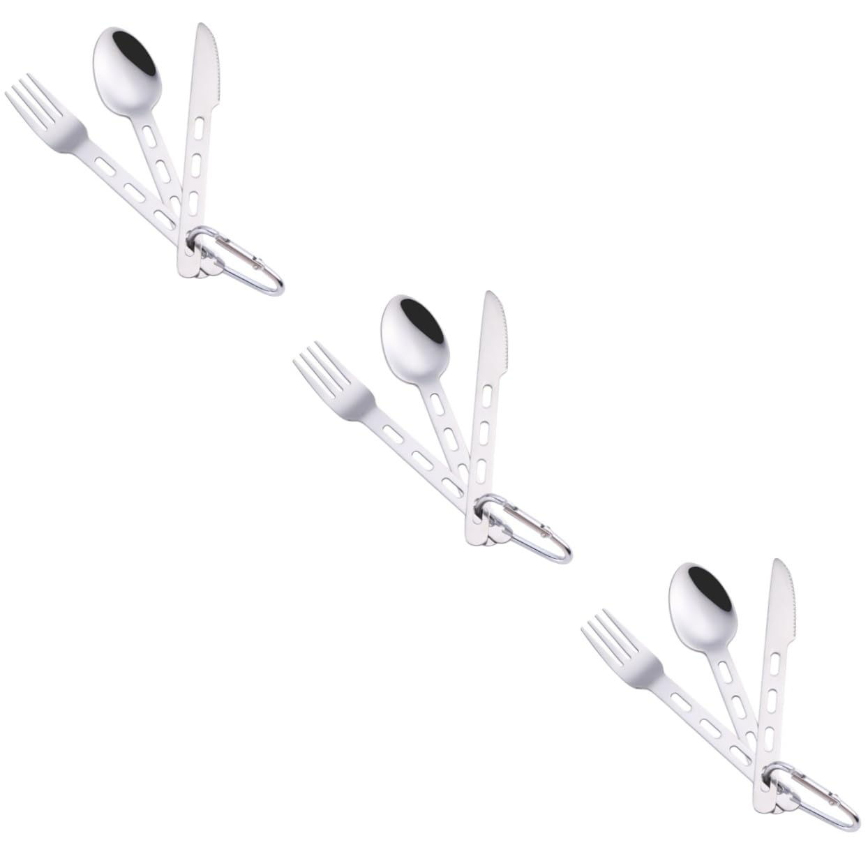INOOMP 3juegos Cubiertos Inoxidable para Camping Utensilios Portátiles De Clip y Cuchillo para Picnic y Actividades