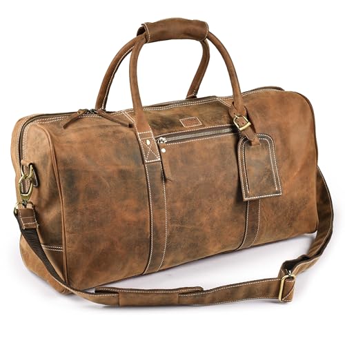 Leather Village Leather Duffel Bags for Men & Women-Stylish Travel