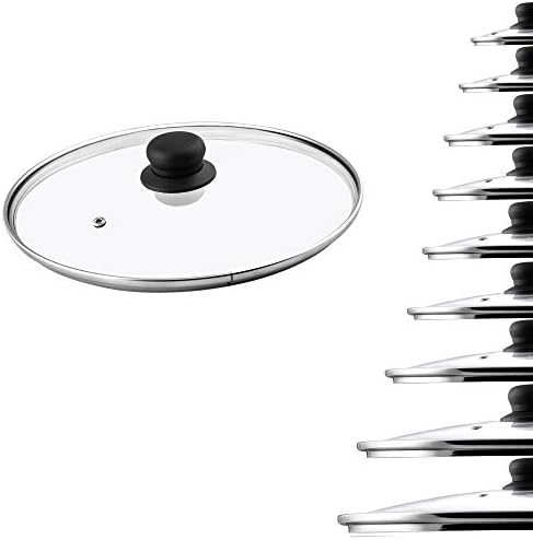 recus Glass Lid, Heat-resistant Lid with plastic Handle, Steam Hole, for Cooking Pot, Frying Pan, Saucepan, round, universal Lid in various Sizes, transparent (24 cm)