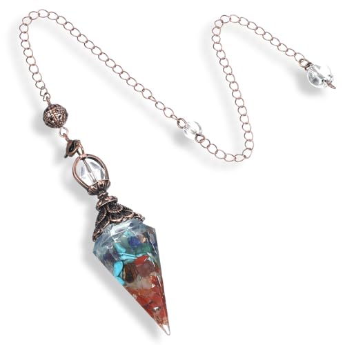 Nogeqi Bronze Farben Pendulum Edelstein Pendel Kristall Heilsteine Natürliches Sechseckiges Pendel Steine Antistress Geschenke Ornamente für Hexerei Zeremonie Wahrsagen Reiki Heilung und Esoterik