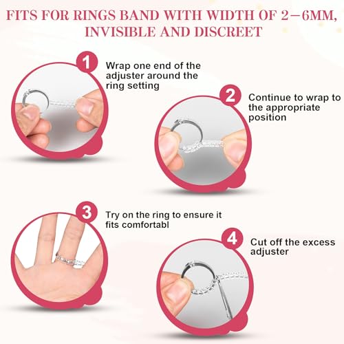ring sizer for loose rings 12 pack 4 sizes invisible clear silicone non-slip adjustable ring sizers ring resizer and tightener guards for women and men make rings smaller without resizing