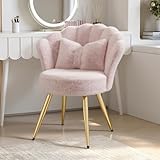 Aivermeil Esszimmerstühle Samt • Muschelsessel mit Rückenlehne & Armlehnen • Schminktisch Stuhl • Polstersessel Elegant • Akzentstuhl mit Kissen Accent Chair • Rosa