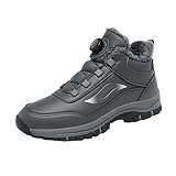 Botas de invierno para hombre, color negro, práctico diseño de hebilla giratoria, forro polar, gruesas, a prueba de frío, cálidas, antideslizantes, botas de senderismo para la nieve, zapatos para