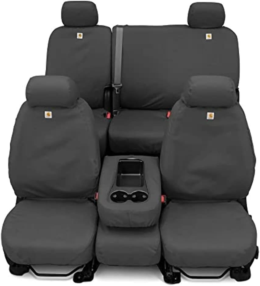 Covercraft Carhartt SeatSaver Custom Seat Covers | 2019-2020 Ford F-150 (excludes Raptor), 2019-2022 F-250/F-350/F-450/F-550 | 1st Row Bucket Seats, Duck Weave Gravel