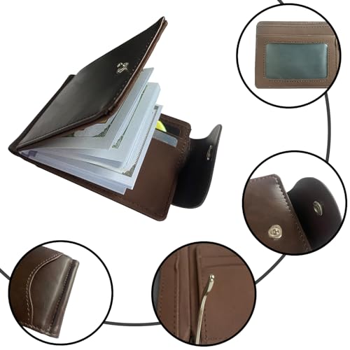 Men's Slim Bifold Leather Wallet RFID with Money Clip (Brown)3