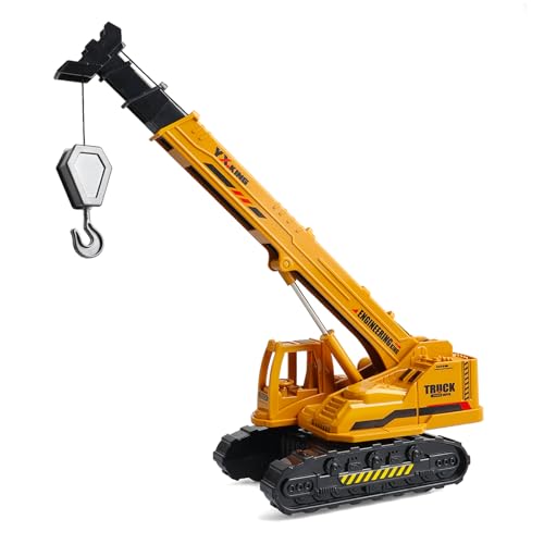 victob ABS Diecast Crane Truck Toy for Boys Ages 3-12, Friction Powered Construction Vehicle with Manual Lifting Arm, Christmas & Birthday Gifts for Toddlers Kids